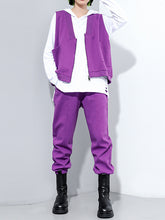 Women Solid Color Personality Two-Piece Suit